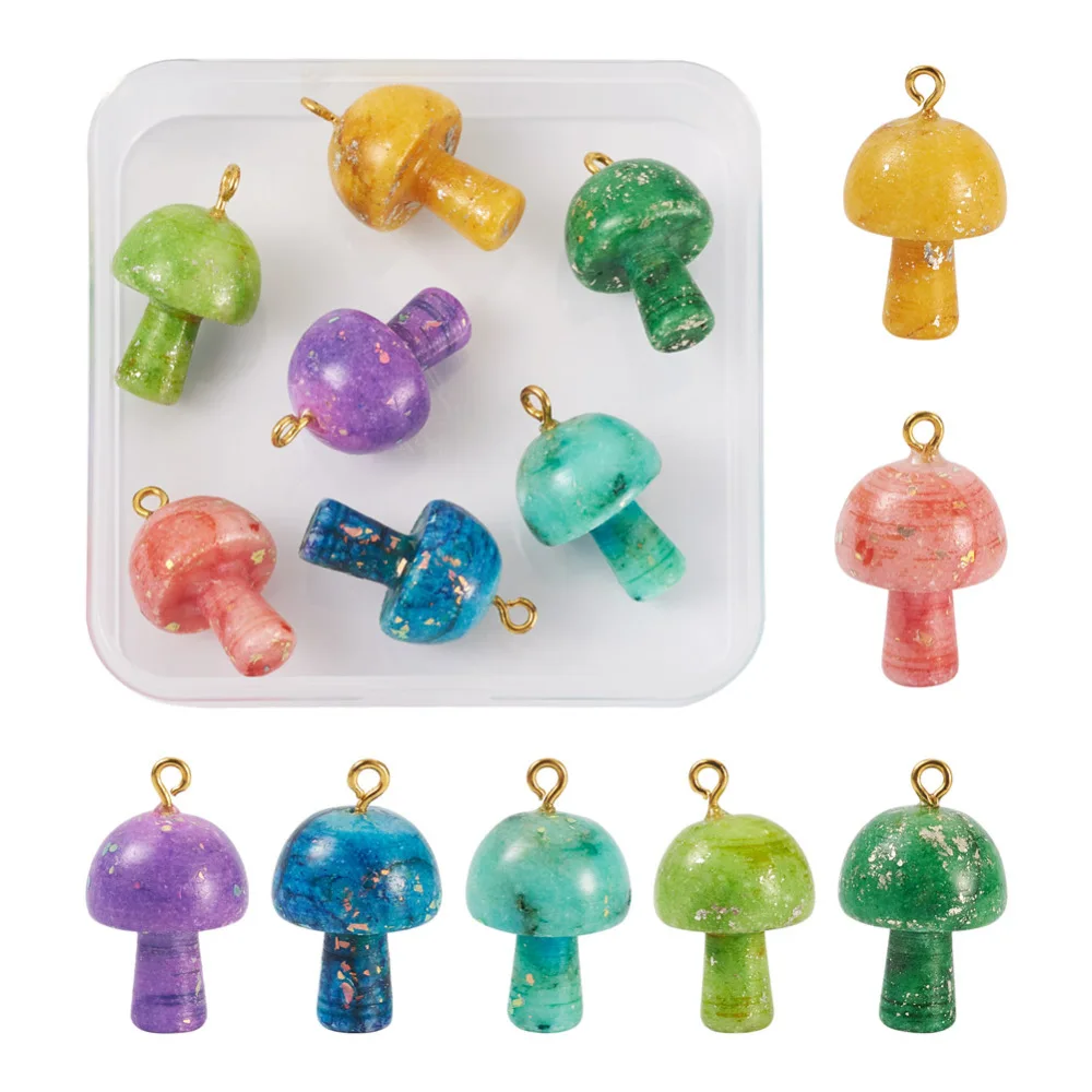 

7pcs/Box Natural Quartz Mushroom Charms Pendants for jewelry making DIY Cute bracelet necklace dangle earring decor