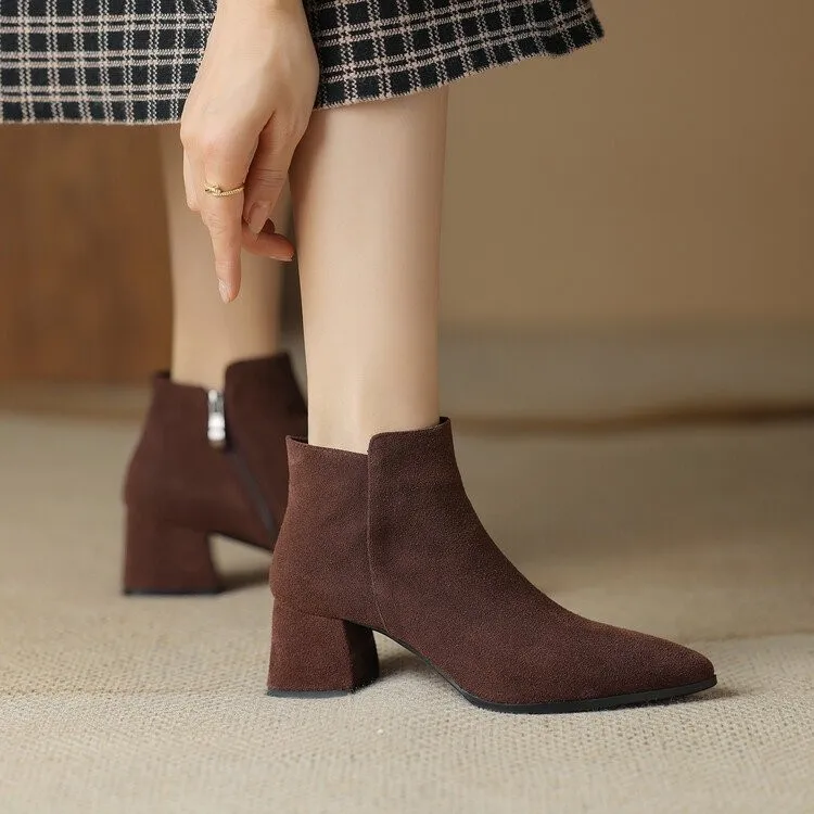 

Демисезонные Новые французские остроносые короткие сапоги на толстом каблуке средней высоты женские сапоги ботинки челси
