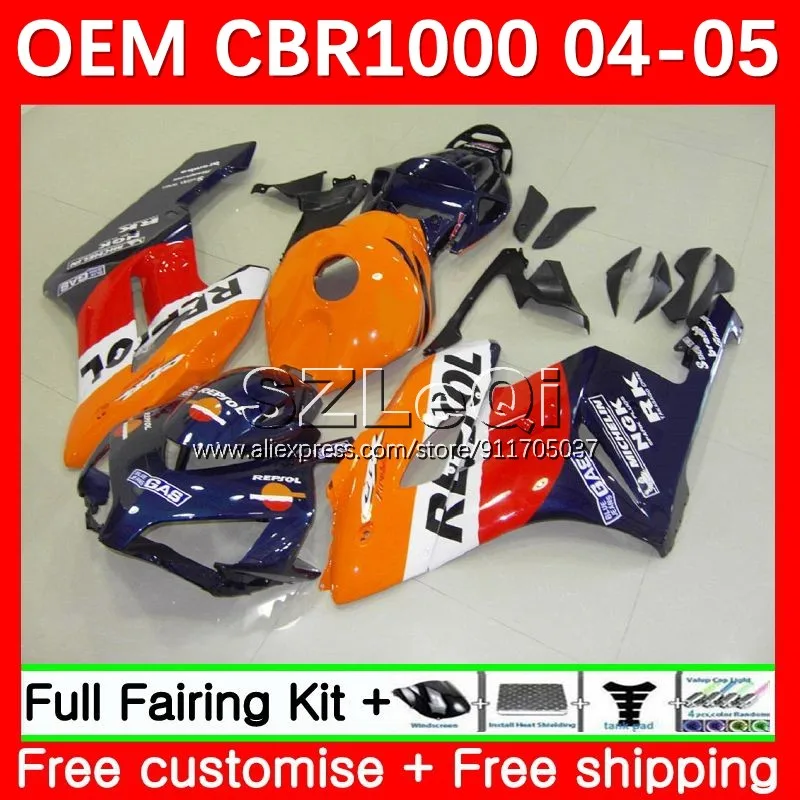 

Repsol blue OEM Kit For HONDA CBR-1000 CBR1000 CBR 1000 RR CC 1000RR CBR1000RR 04 05 1000CC 2004 2005 Injection Fairing 49LQ.17