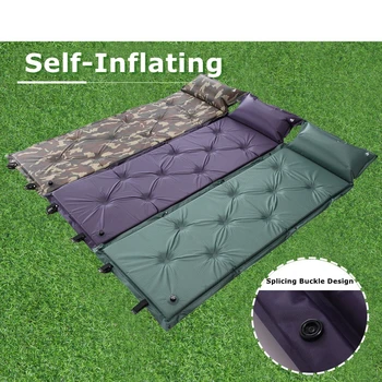Self-Inflating Ultra light Camping Mat Automatic Air Mattress Camping Bed Picnic Mat Folding Inflatable Sleeping Pad with Pillow