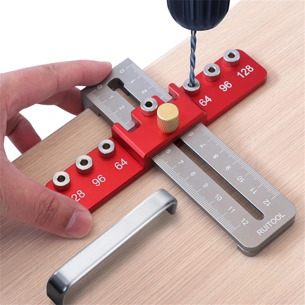 

Adjustable Cabinet Template Tool for Knobs Handles and Pulls Self Centering Punch Locator Precise Woodworking Drill Guide