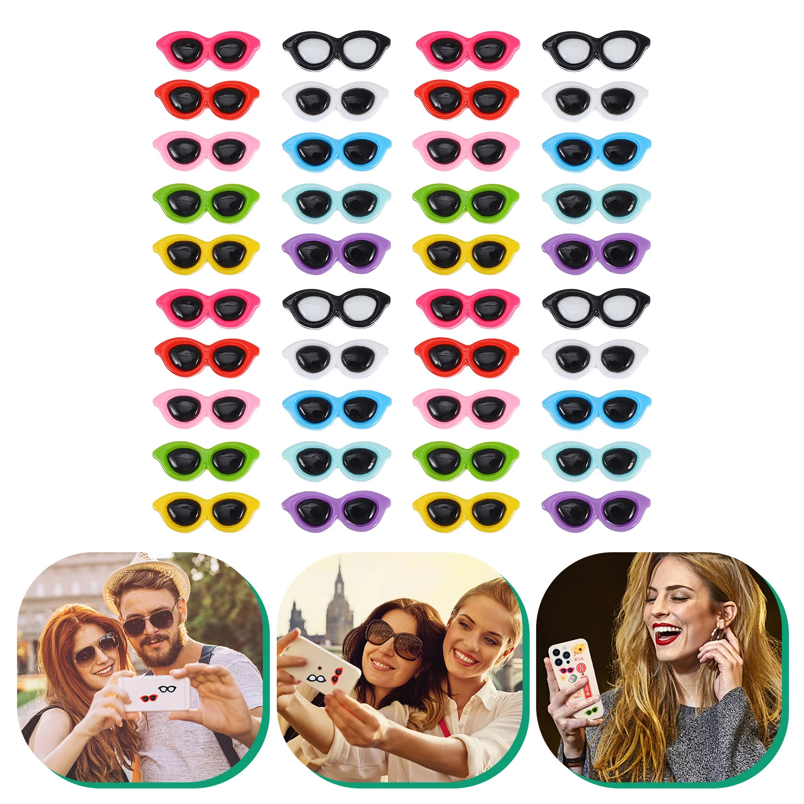 

40Pcs Sunglasses Crafts DIY Case Accessories Colorful Resin Sunglasses Charm Exquisite Drip Oil Craft Sunglasses Decoration for