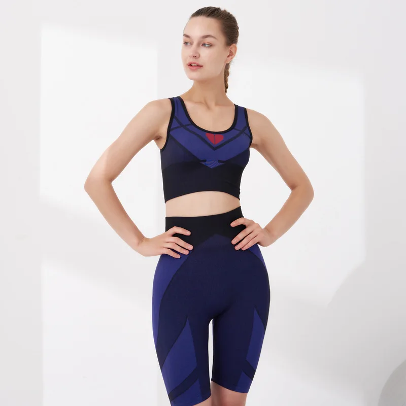 

Large size Yoga suit love quick drying two-piece seamless tight sports fitness suit workout clothes for women clothing women
