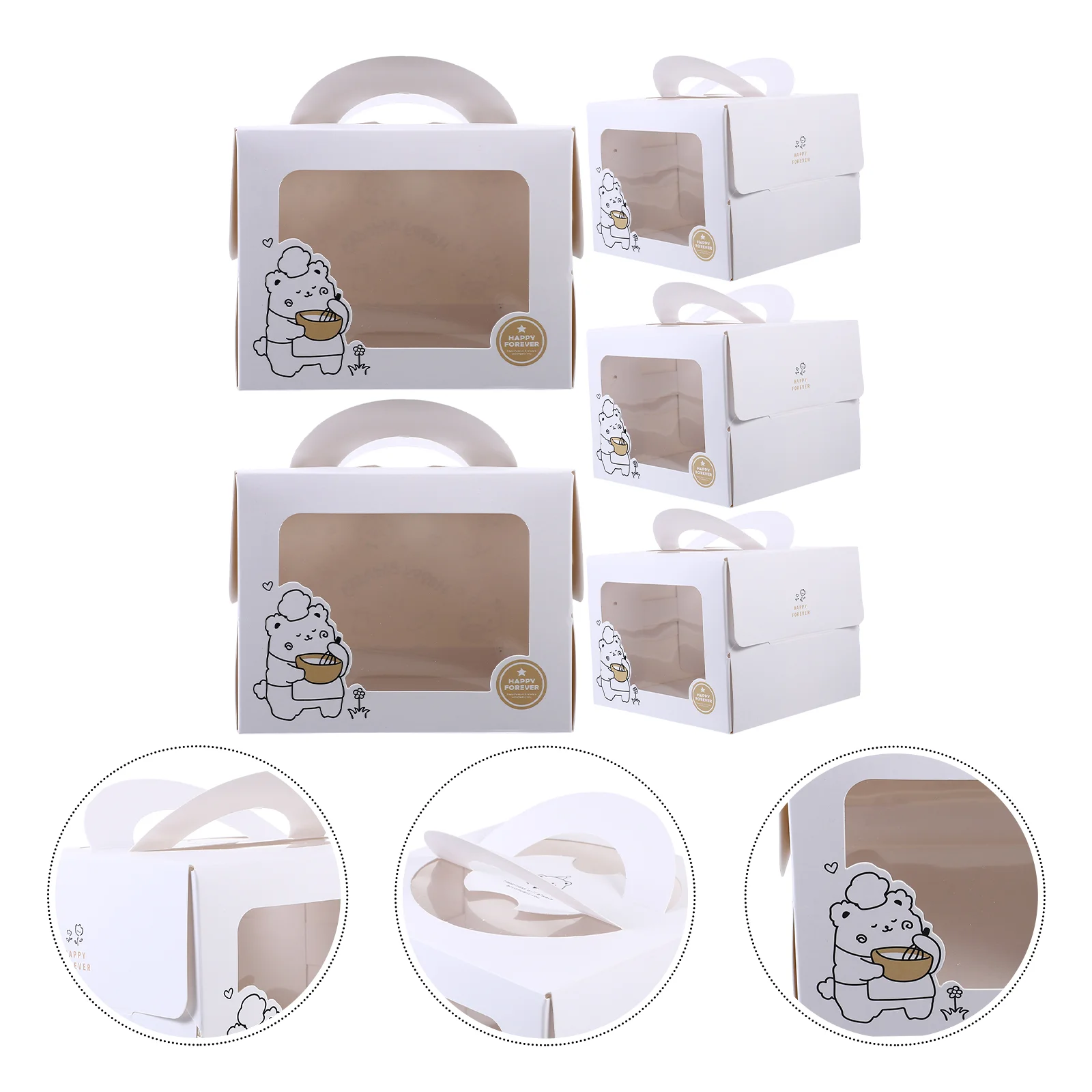 

5 Pcs Birthday Cake Box Holder Lid Transport Container Carriers Candy Case White Cardboard Melaleuca