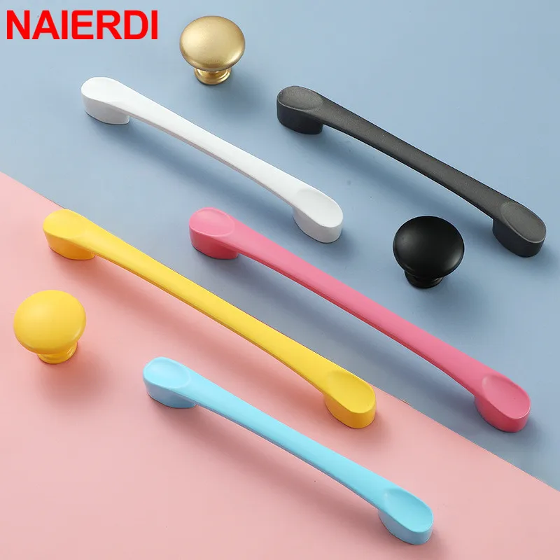 Купи NAIERDI Color Children Cartoon Cabinet Handle Aluminium Alloy Drawer Wardrobe Handle Garden Door Handle Furniture Handles за 71 рублей в магазине AliExpress