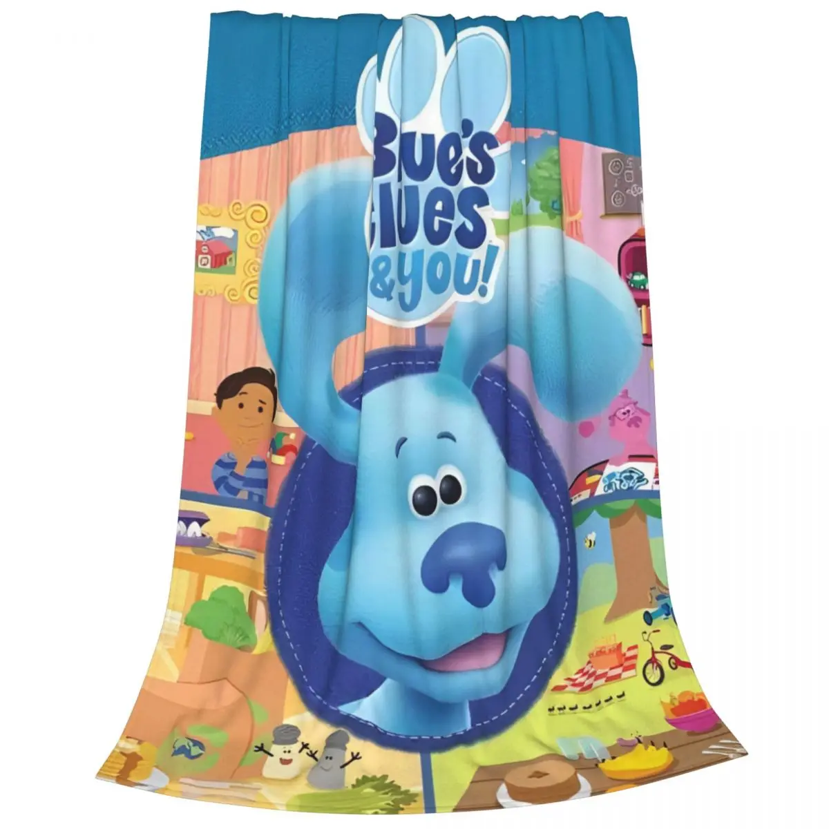 Мультяшные одеяла синяя собака с подсказками милые Зимние флисовые детские