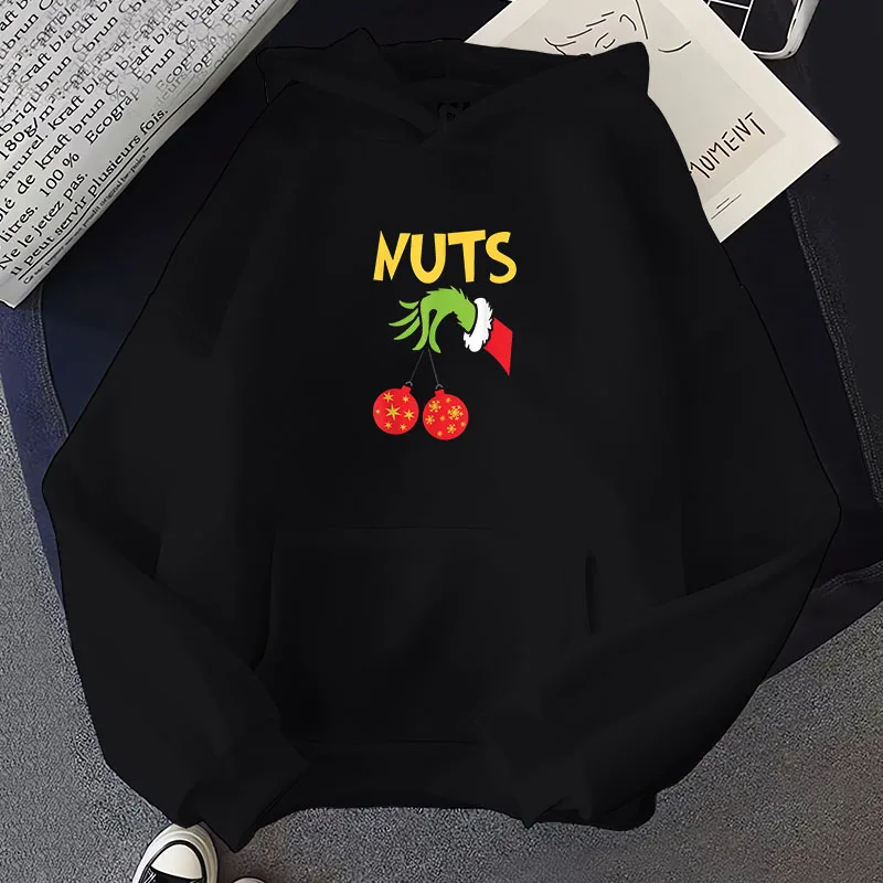 

Осенне-зимняя модная толстовка с капюшоном с нагрудными грудками Интересный Рождественский пуловер с надписью Свитшот хлопковая уличная индивидуальность