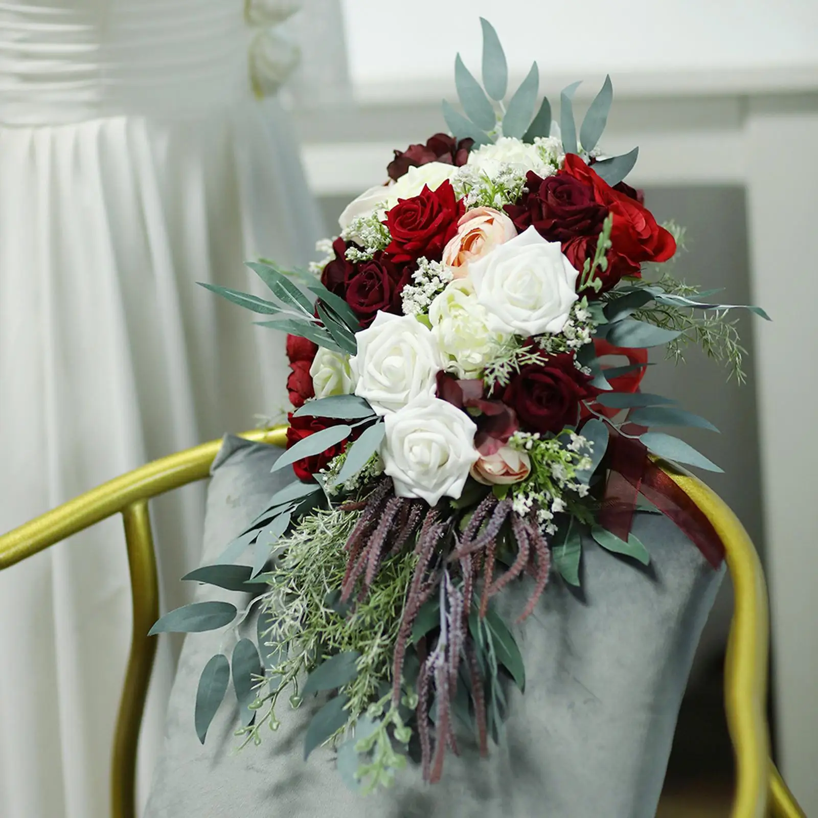 

Bridal Bouquet Flowers Bunch Romantic Wedding Decor Floral for Photo Props Decoration