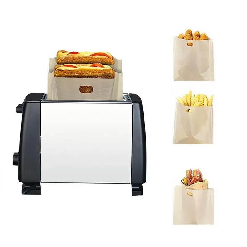 Pcsset Reusable Toaster Bag Non Stick Bread Bag Sandwich Bags Fiberglass Toast Microwave Heating Pastry Tools