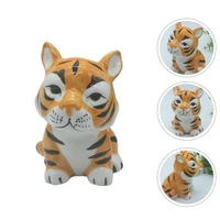 1pc zodiac tiger ornament fortune tiger adornment tiger saving pot ceramic money box for home desktop