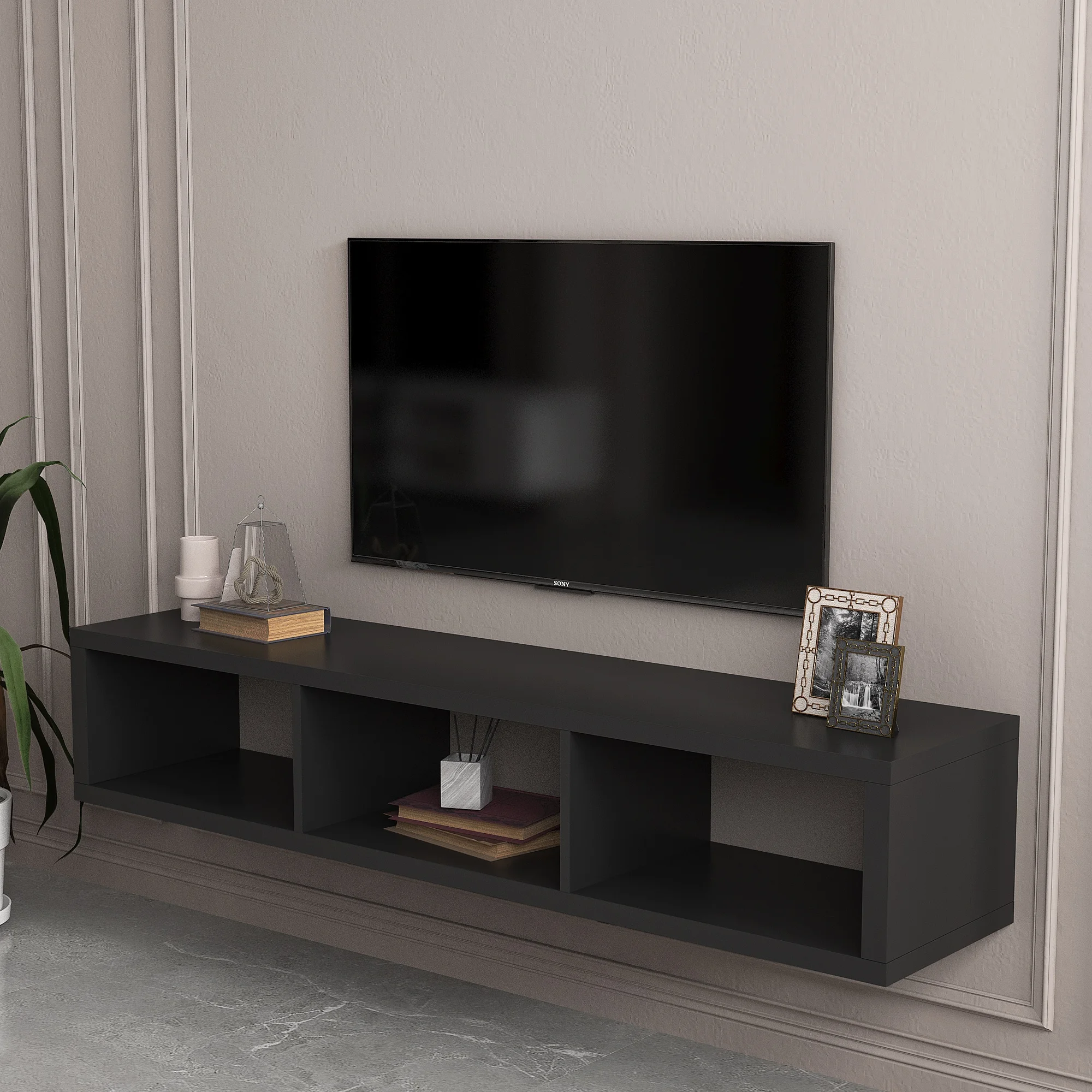 

Floating TV Console TV Stand TV Cabinet Television Cabinet152.5*30*25cm/60*11.8*9.8inch Home Furniture for livingroom Black