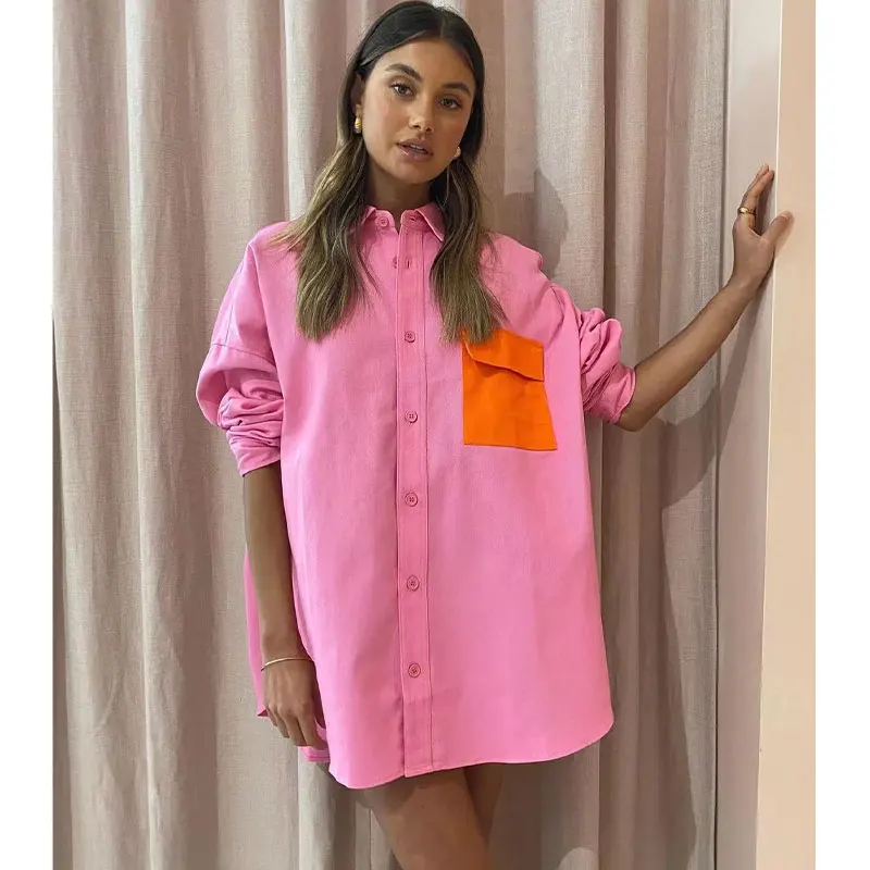 

Chic Top Women Shirt 2022 Spring Autumn Fashion 100% Cotton Casual Oversize Blouses Streetwear Vintage Shirts Woman Tops