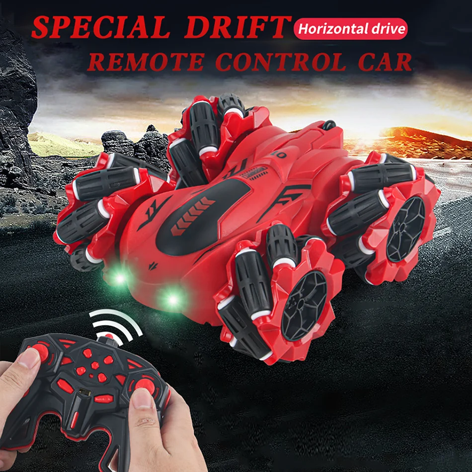 

4WD RC Stunt Car Toy 2.4G With LED Light Radio Remote Control Car Double Side 360° Reversal Vehicle Model Toys For Children Boy