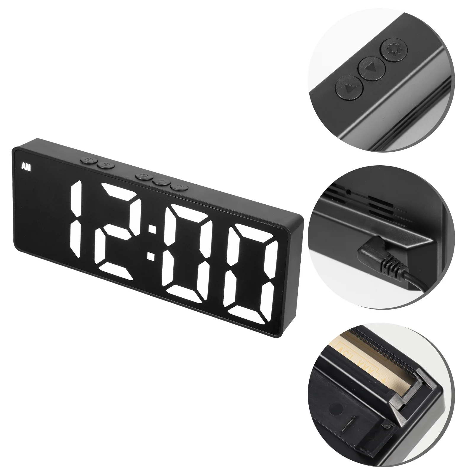 

Цифровой смарт-будильник с дисплеем температуры, зеркальные часы для спальни, черный пластиковый подарок для студентов, 16 х6, 2 см