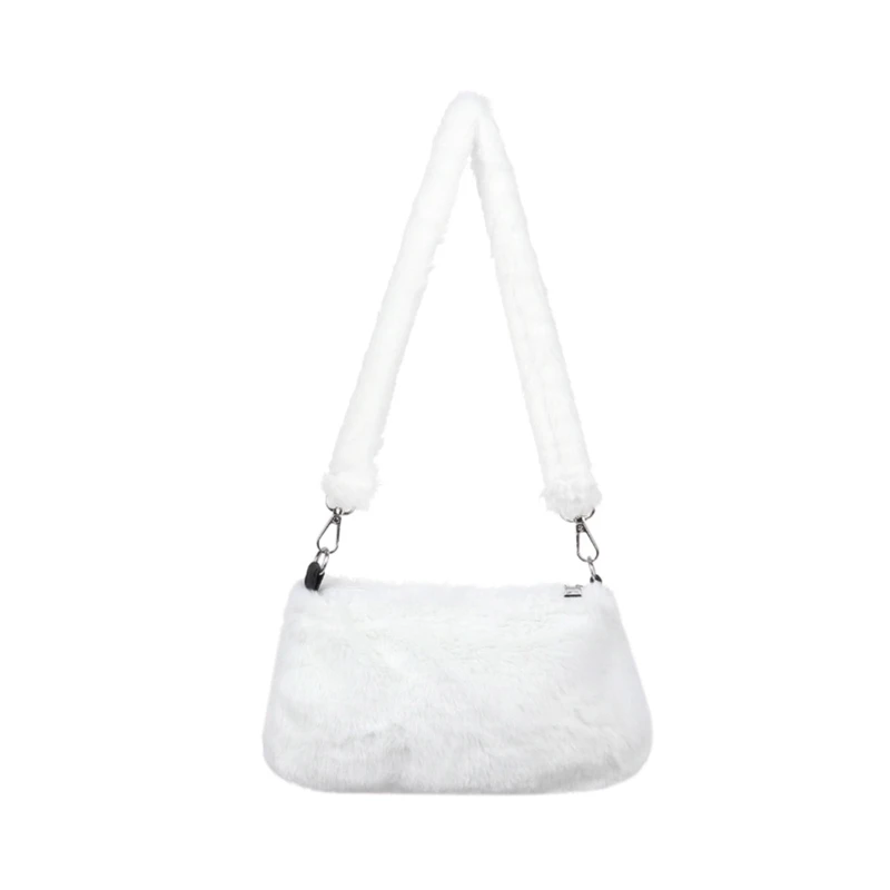 

Women Girls Fluffy Cow Plush Print Shoulder Bag Cute Animal Pattern Handbag Fashion Soft Dating Underarm Purse Tote