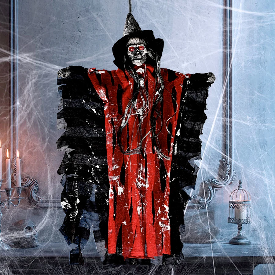 

Подвесной каркас, подвеска в виде ведьмы на Хэллоуин со светящимися глазами для дома с привидениями, бара, декор в виде ведьмы на Хэллоуин