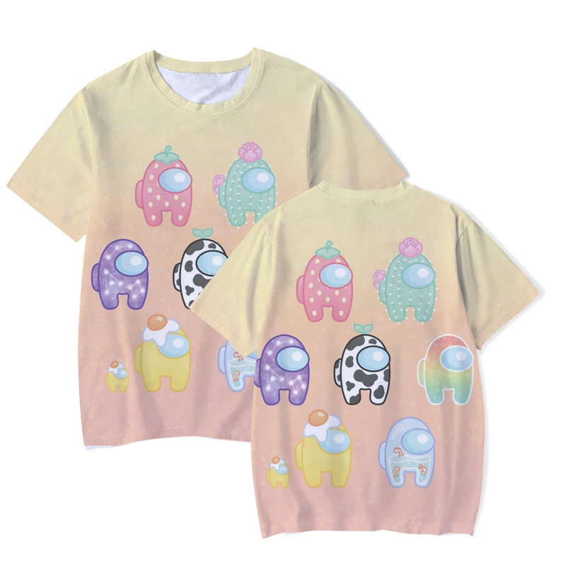 

New Kawaii Game Amoug-us T-Shirts Children Funny Summer Cartoon 3D T-shirt For Boys Girls Kid Clothing Unisex Short Sleeves