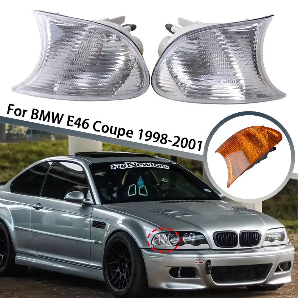 

NEW2023 1 Pair Car Clear Side Marker Signal Blinker Corner Parking Light Lamp For BMW 3 Series E46 Coupe 1998-2001 Car Accessori