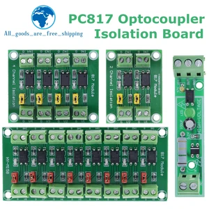 TZT PC817 1 2 4 8 Channel Optocoupler Isolation Board Voltage Converter Adapter Module 3.6-30V Photoelectric Isolated Module 