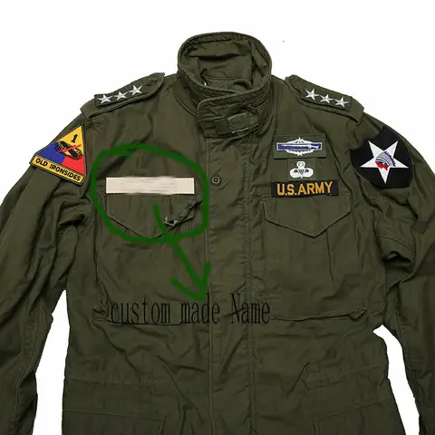 Куртка armyshop2008 Вьетнамская война армия США TCU M65 M43 нашивка для рубашки индивидуальное имя (без куртки)