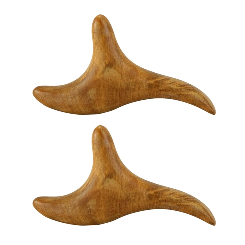 

2X Wooden Body Foot Neck Relax Blood Circulation Massager Triangular Spa Reflexology Massage Stick Tool