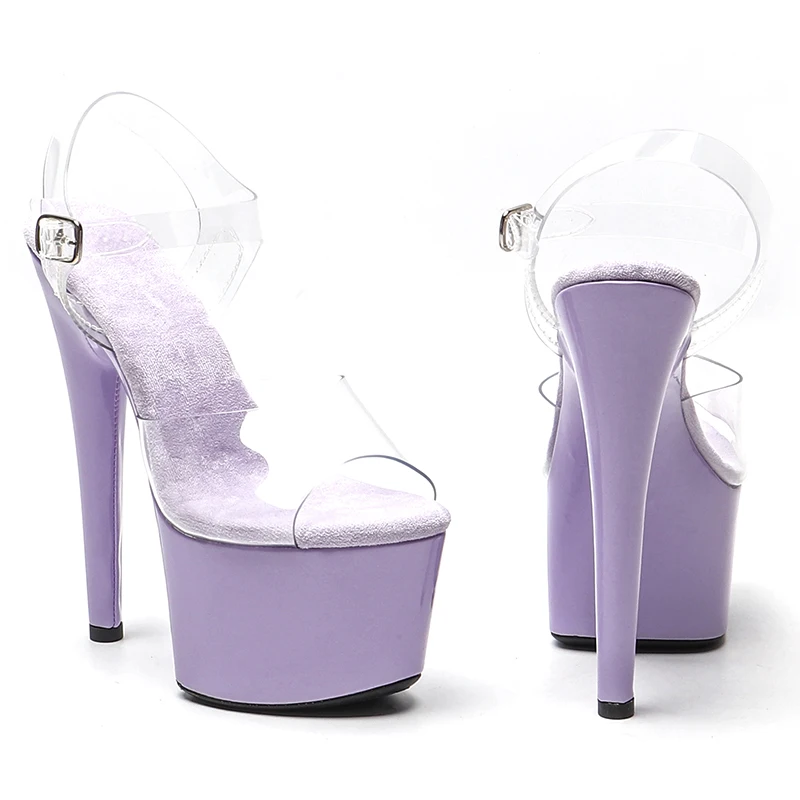 Leecabe  17CM/7Inch PVC Upper Patent PU cover  Platform High Heels  Sandals  party Shoes Pole Dancing Shoes