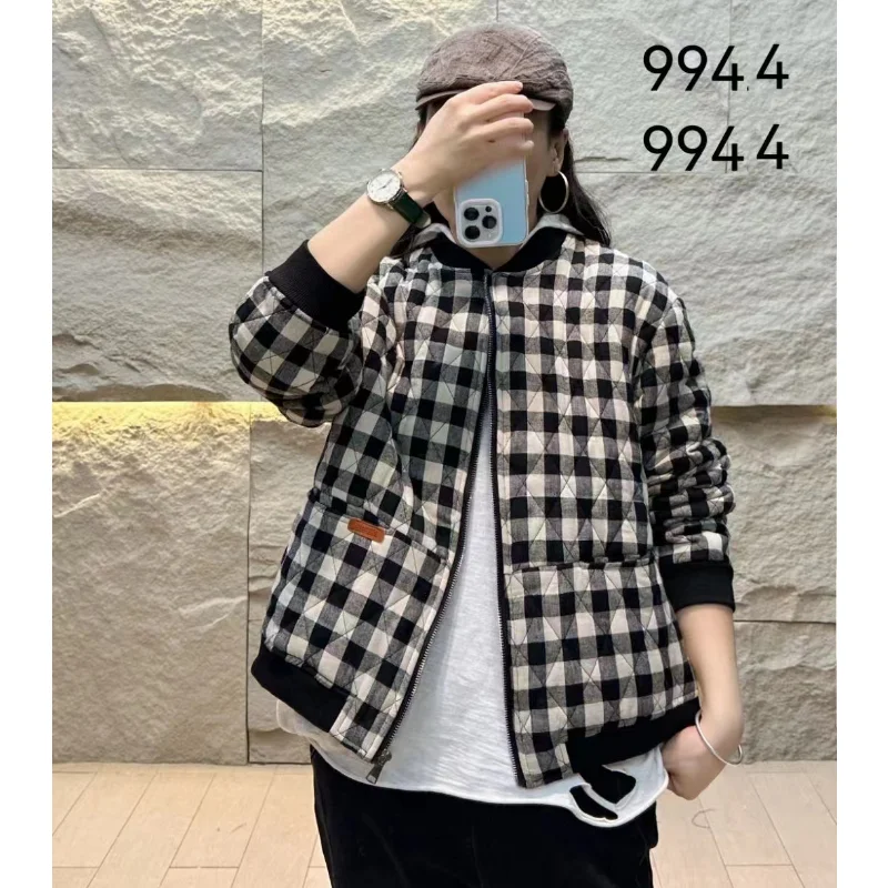2022 Thick Warm Hooded Coats Women New Arrival Autumn And Winter Vintage Style Plaid Pattern Loose Female Casual Outerwear