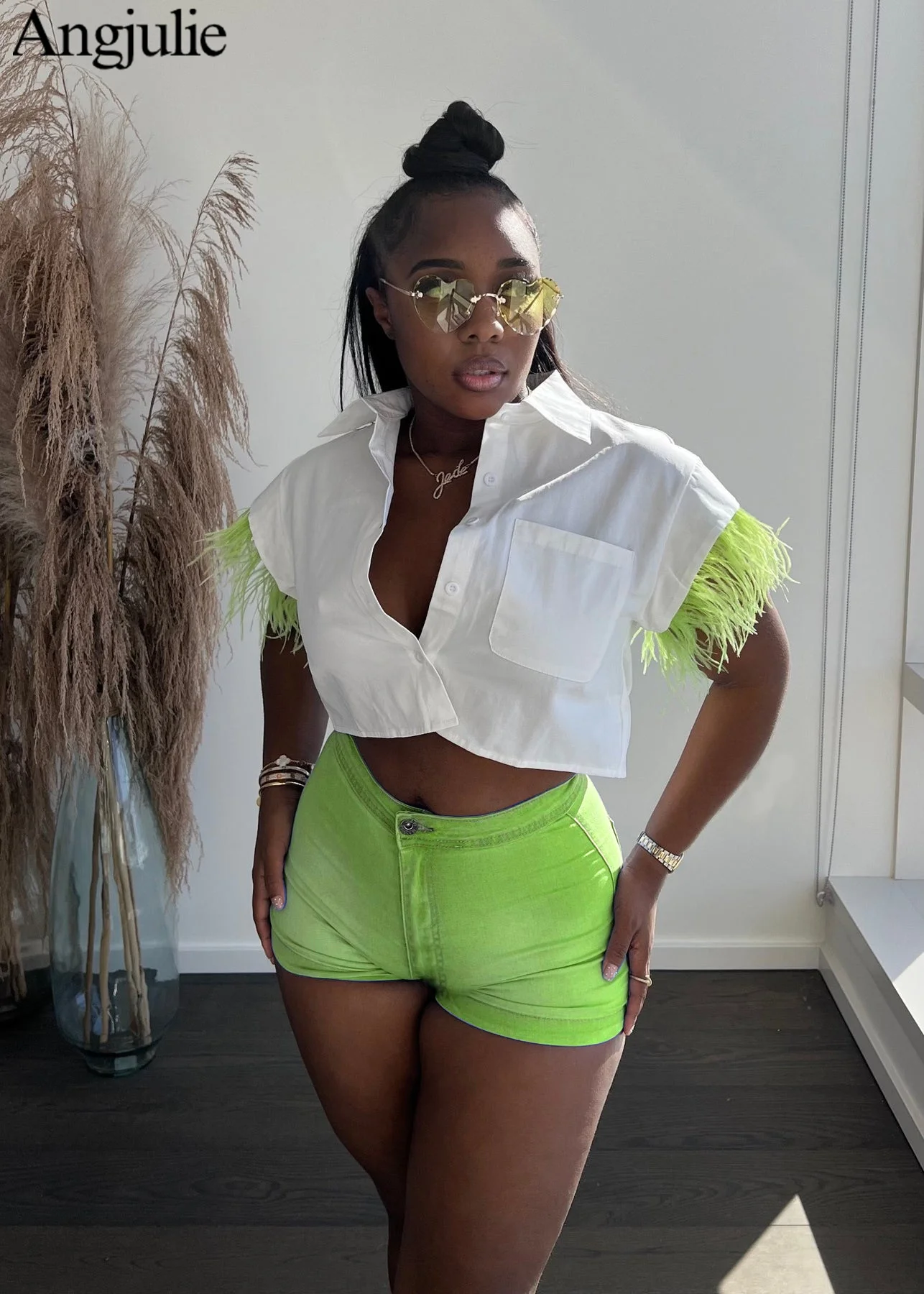 

Женский костюм на день рождения Angjulie, сексуальный клубный комплект для вечеринки, новая одежда для женщин, украшенная кисточками и перьями, ...