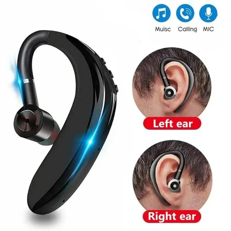 Фото Беспроводная Bluetooth-гарнитура с одной заглушкой, долговечные деловые наушники с левым и правым ушами, Универсальные наушники для мобильных телефонов №1