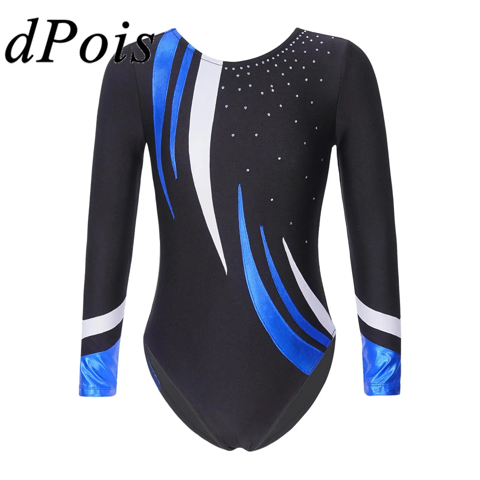 

KidsShiny Rhinestone Gymnastics Leotard for Girl Long Sleeve Ballet Tutu Dance Leotards Ice Skating Jumpsuit Bodysuit Dancewear