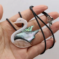 natural shell necklace the mother of pearl swan shaped pendant charms for elegant women love romantic gift