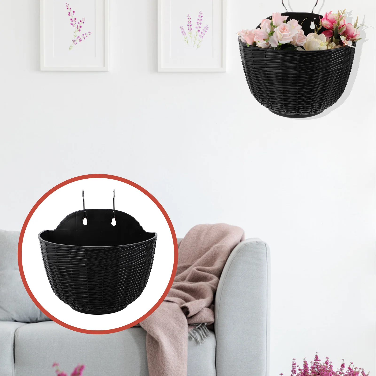 

Hanging Wall Planter Flower Pot Pots Balcony Basket Planters Holder Railing Succulent Indoor Pocket Fence Baskets Bucket