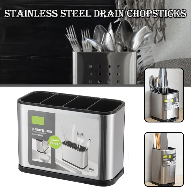 

New Stainless Steel Cutlery Holder Household Tableware Drainboard Kitchen Spoon Storage Cutlery Organizer Holder Cutlery Drainer