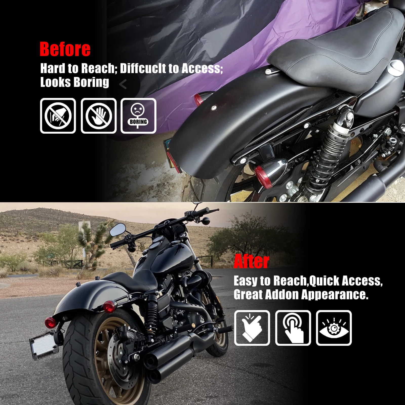 Болты крепления сиденья из анодированного жесткого алюминия Billet Aluminum Skeleton Hard Anodized 1/4" для Harley Sportster Touring Road King Dyna Street Glide с 1996 по 2016 годы.