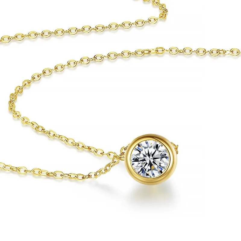 Colar De Bolha Redonda Prata Esterlina Муассанит S925