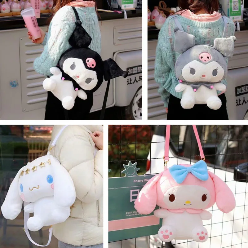

Kawaii Plush Sanrio Backpack Kuromi My Melody Cinnamoroll Plushie Bag Big Anime Stuffed Toys Backpacks for Girls Dolls for Gifts