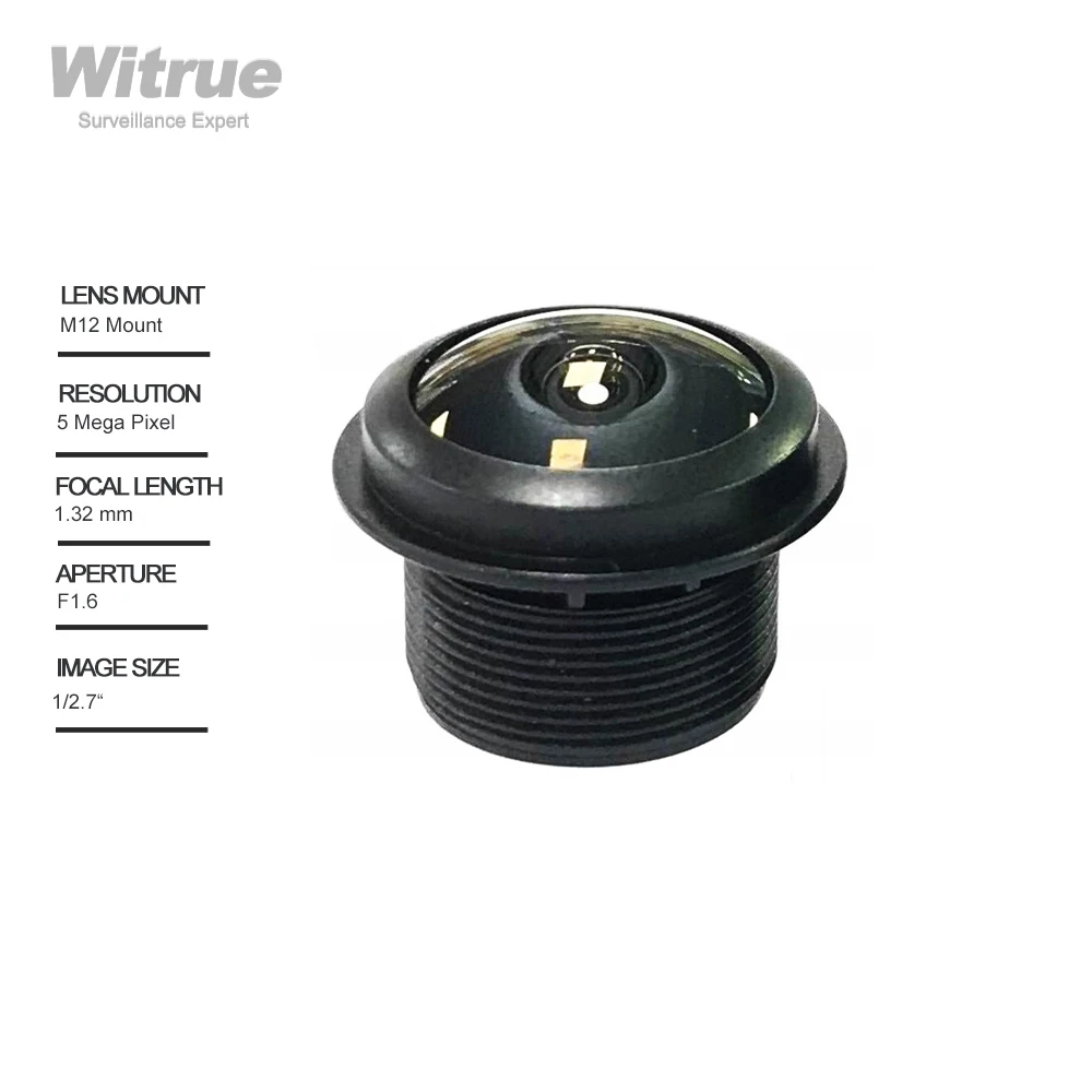 

Witrue Waterproof Lens IP68 HD 5MP 1.32MM Fisheye M12 Mount F1.6 1/2.7" with 650nm IR Filter for Car Camera Fishing Cameras