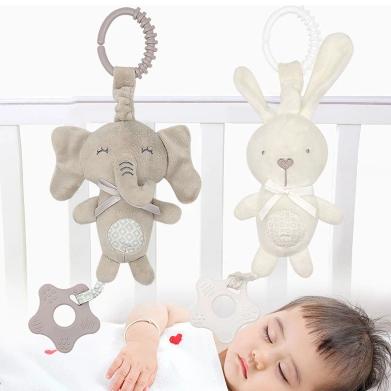 

Q81A Cartoon Animal Shake Bell Pendant Plush Elephant Rabbit Cute Rattle Windchime