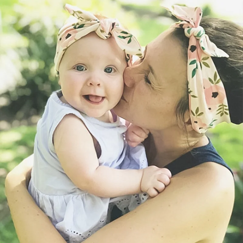 2pcs New Europe Headband for Mother&baby Nylon Floral Print Bunny Ear Heandband for Newborn Baby Hair Accessories Baby Stuff