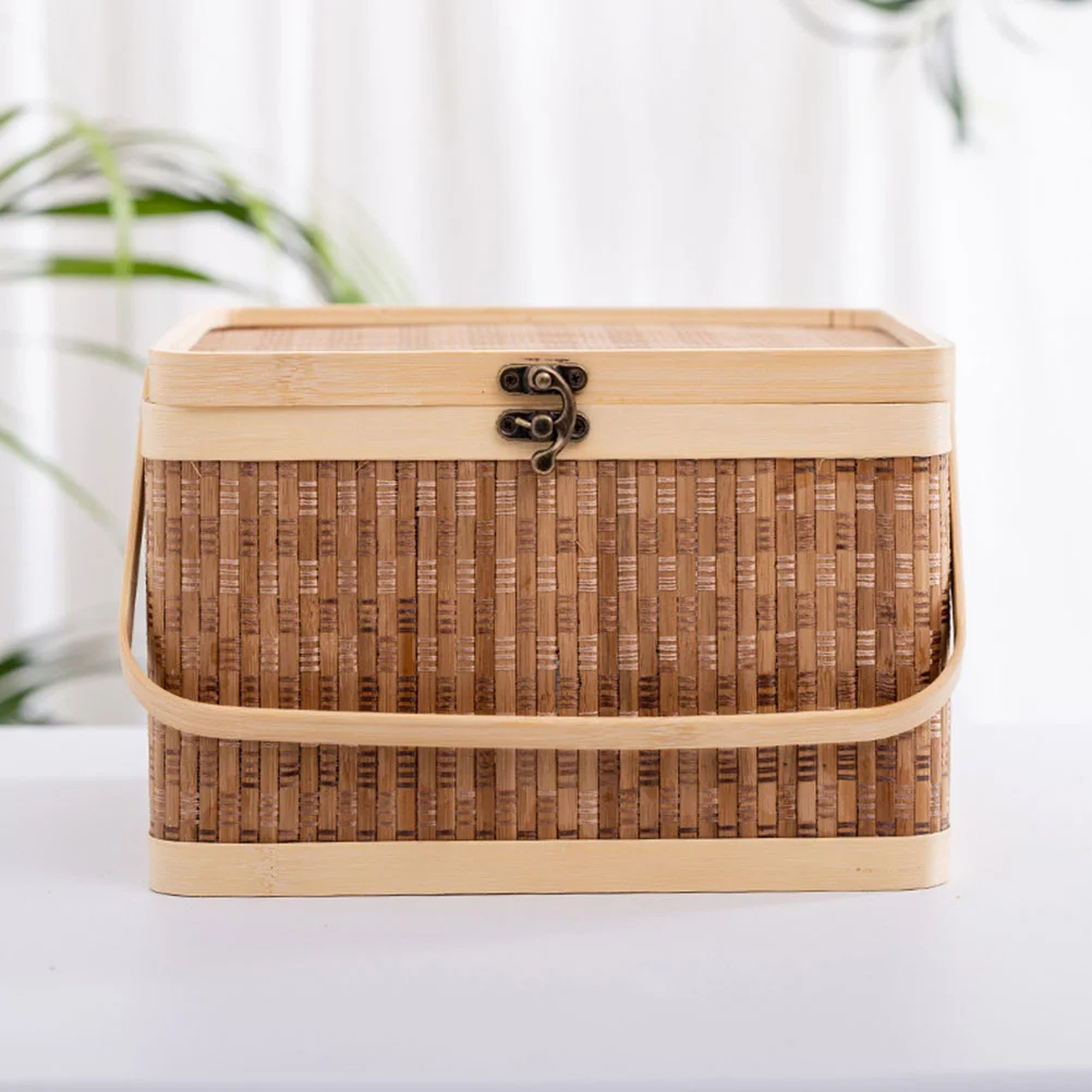 

Egg Storage Basket Picnic Small Bamboo Woven Lidded Moon Cake Holder Baskets Large Fruits Bread bins