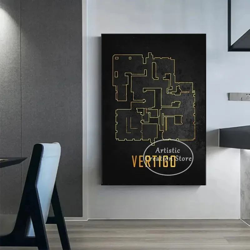 Карта CS GO Nuke Постер С Принтом На Холсте Шутер Для Первого Человека Игра Dust 2