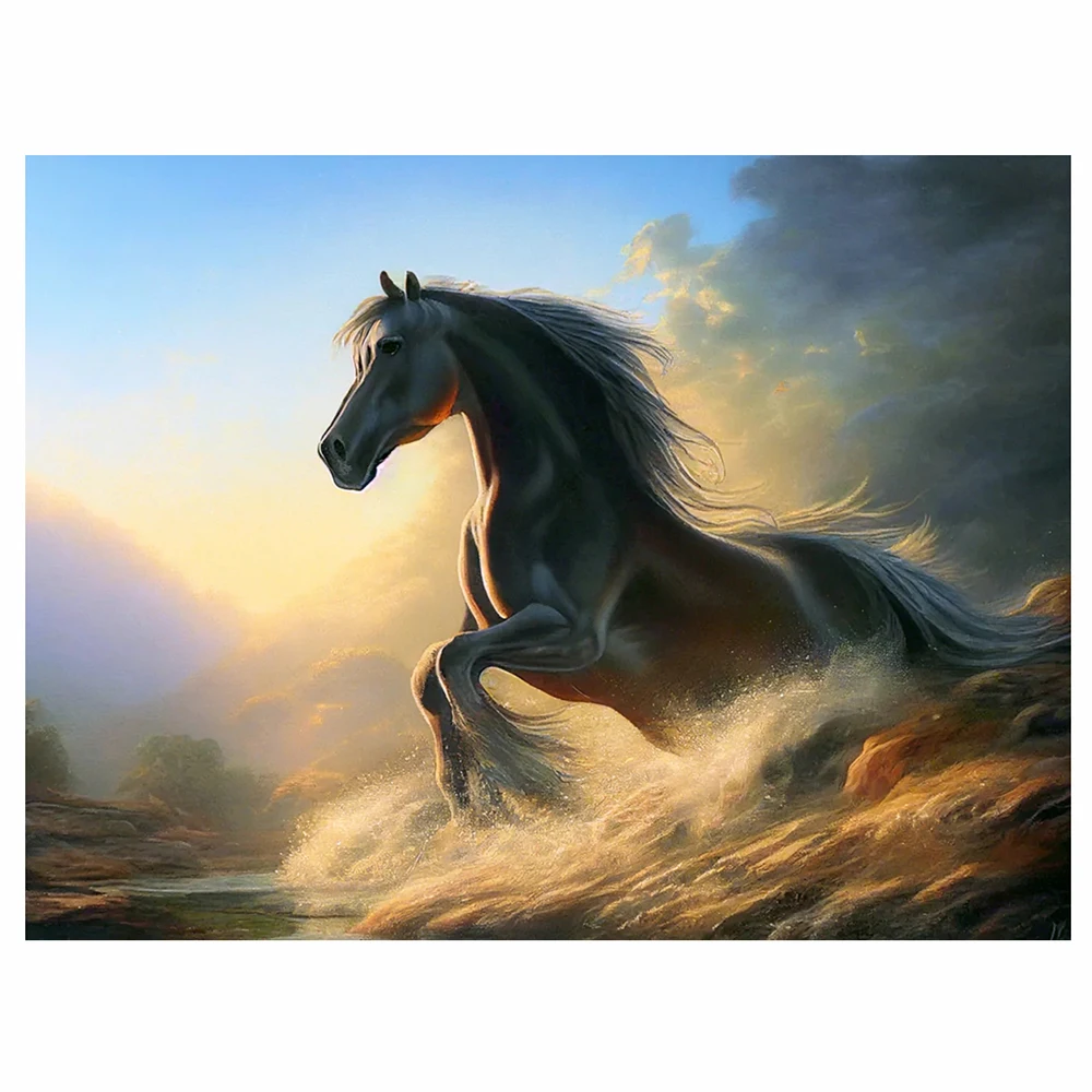 

5D diamond painting new series of running horse 2023 home decorations wind animal cross stitch set diamond art painting