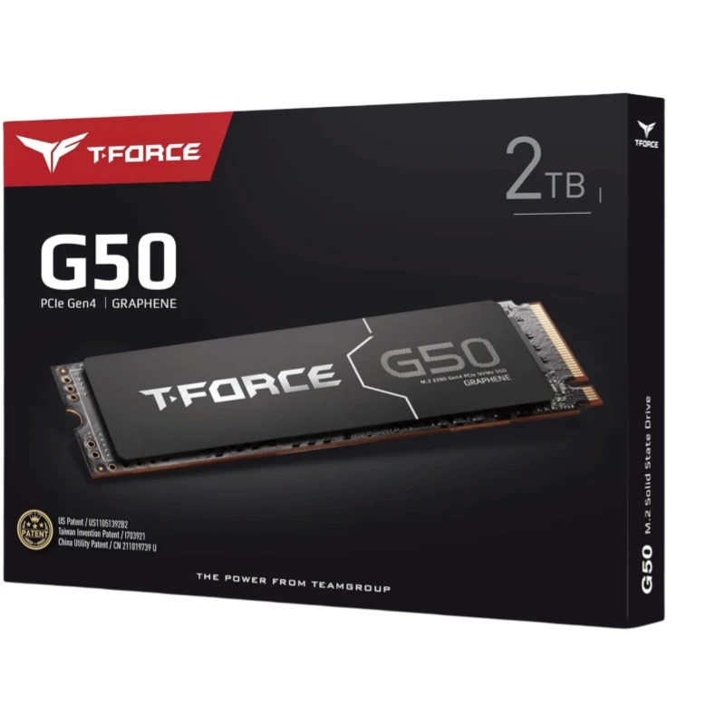 Игровой SSD TEAMGROUP T-Force G50 2 ТБ M.2 2280 NVMe PCIe Gen4x4 С Кэшем SLC 3D TLC NAND Ультратонкий Внутренний