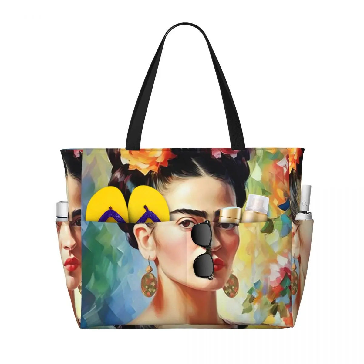 Фото Пляжная сумка-тоут Frida Kahlo, спортивная сумка для спортзала и йоги, большая сумка-тоут, женская дорожная сумка, сумка для фитнеса №1