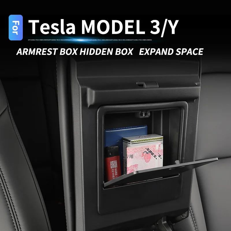 

Central armrest box hidden storage storage box modified accessories decorative car supplies For Tesla Model 3 Y 2021 2022