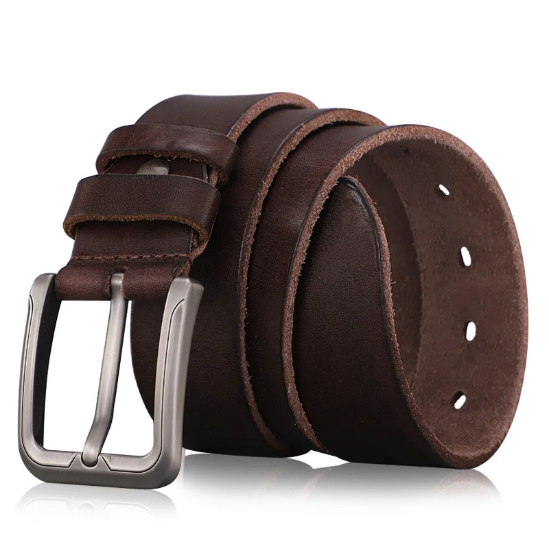 Men Top Layer Leather Casual High Quality Belt Vintage Design Pin Buckle Genuine Leather Belts For Men Original Cowhide