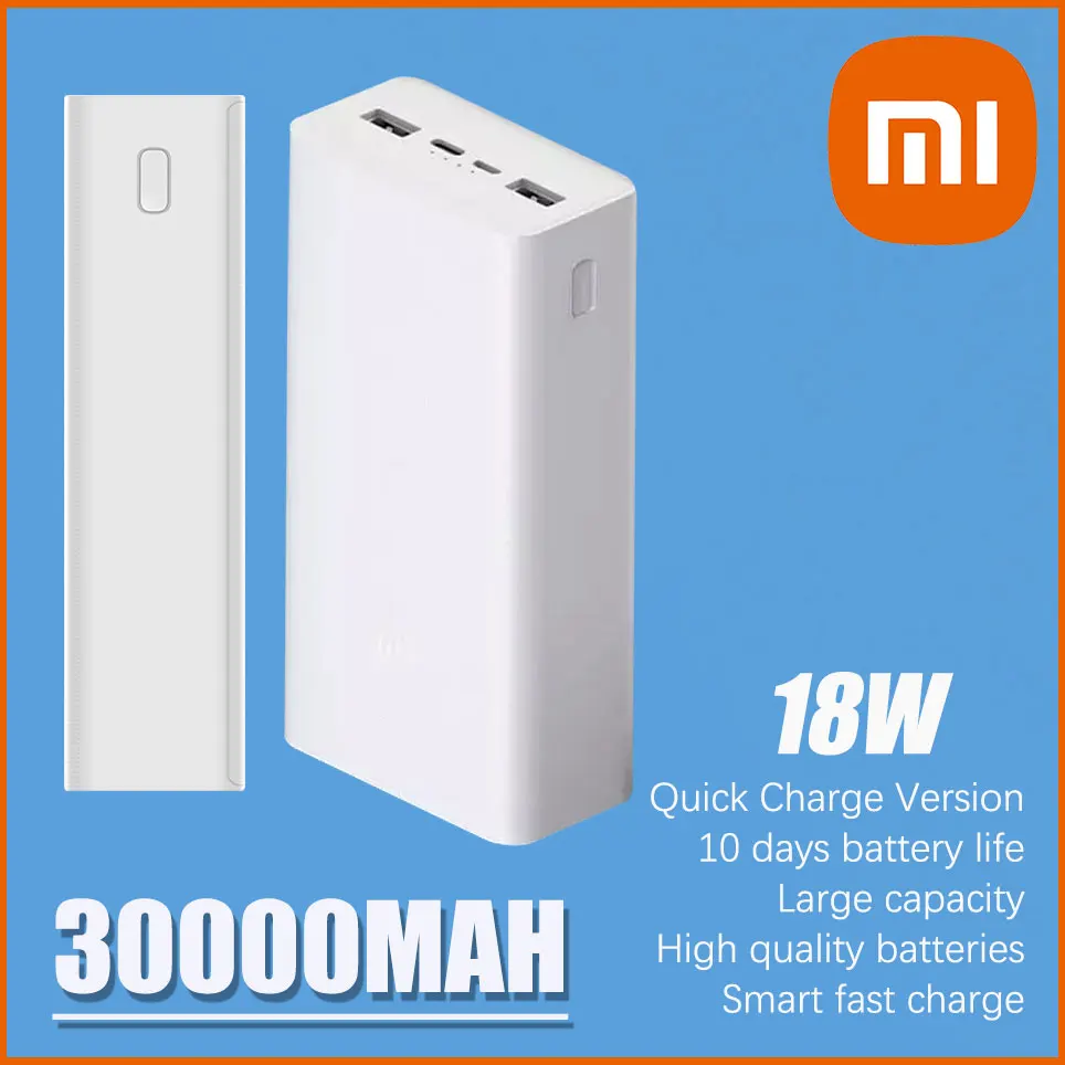 

Xiaomi Power bank 3 30000mAh PB3018ZM 3 USB Type C 18W Fast Charging Portable Mi Powerbank 30000mAh External Battery Poverbank