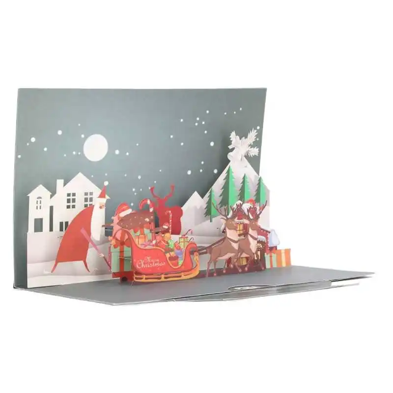 

3D Рождественские открытки ручной работы бумажная резьба Снежный пейзаж 3D всплывающая поздравительная открытка фотография для письма благ...