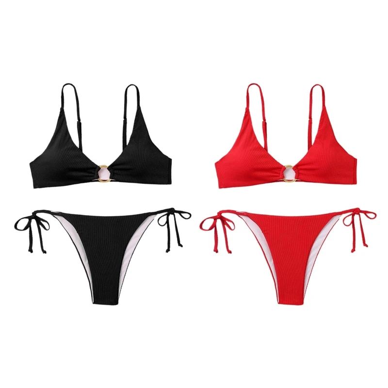 

Модные купальные костюмы с открытой спиной, сексуальный комплект бикини на шнуровке, сексуальный купальник с высоким вырезом, купальник из ...