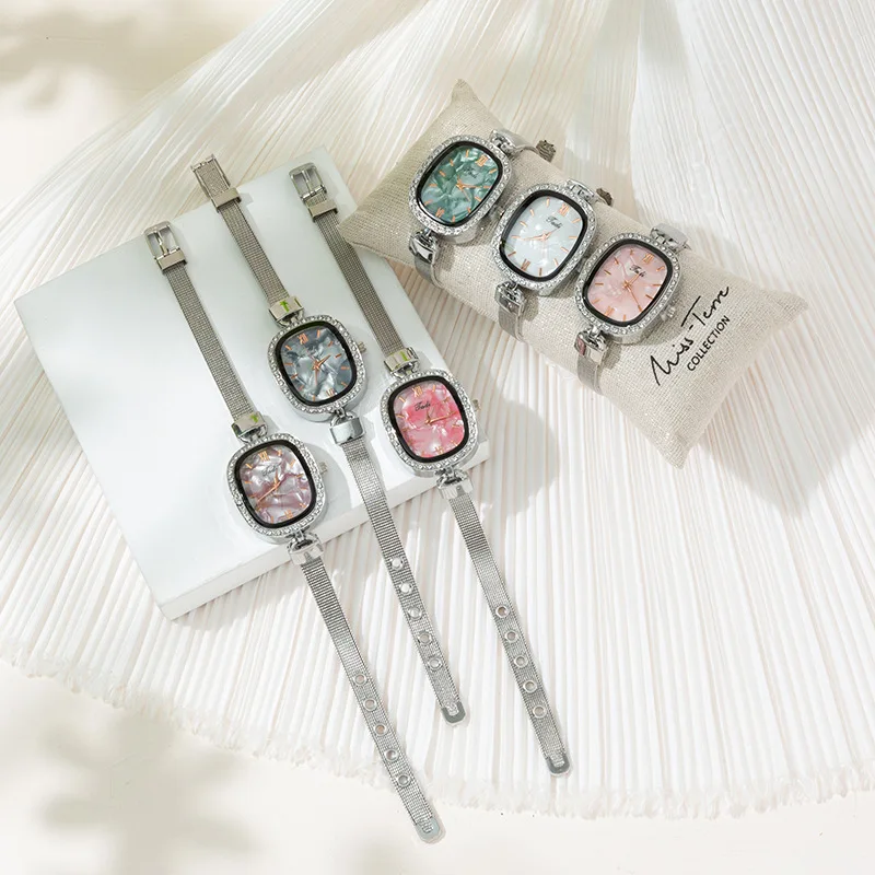 

Модные женские часы с сетчатым браслетом, кварцевые наручные часы Quicksand Halo